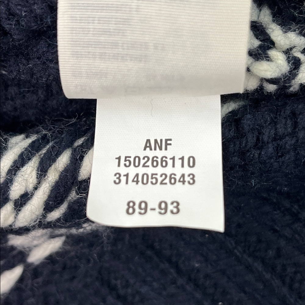 ABERCROMBIE & FITCH FAIR ISLE KNIT CARDIGAN MOOSE WOOL BLEND VELVET NAVY SZ MED - Picture 12 of 15